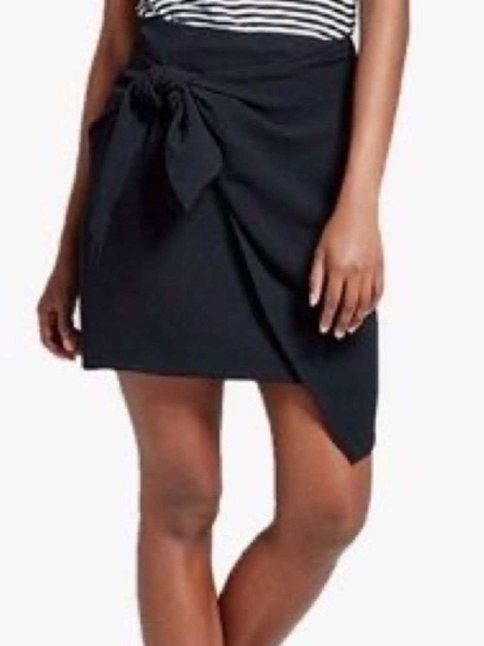 Who What Wear Black Tie-Front Asymmetric Mini Skirt